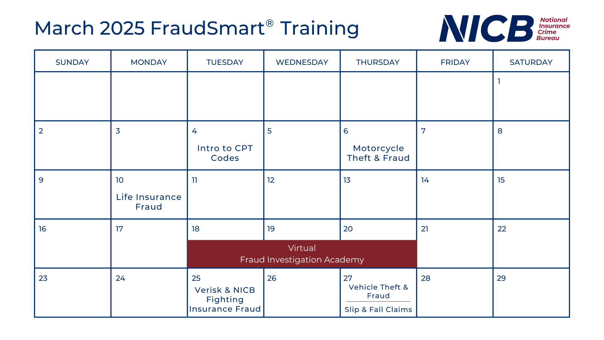 2025 March FraudSmart Calendar